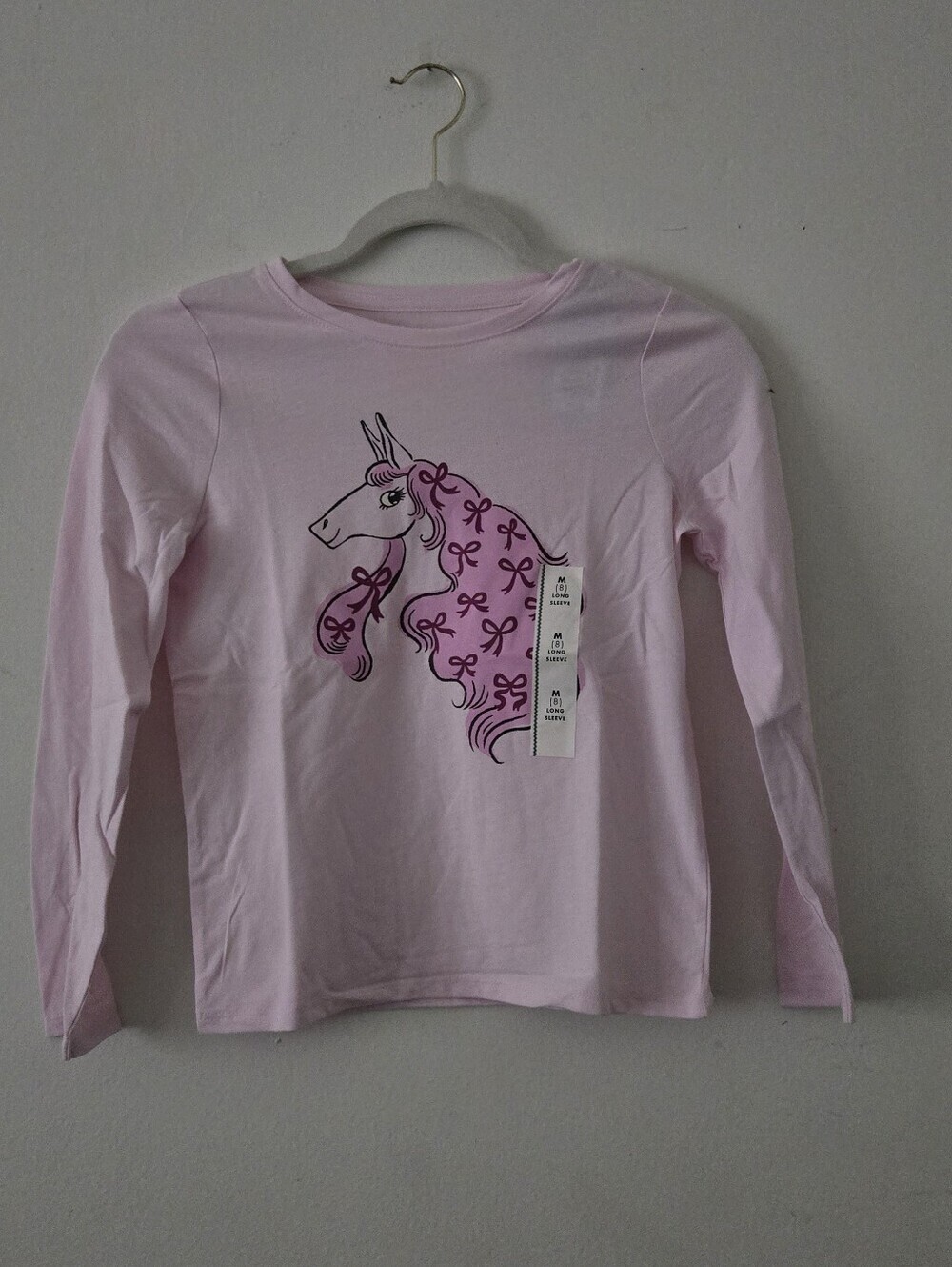 NWT Cat & Jack Girls Pink Unicorn Long Sleeve Tee M (8)